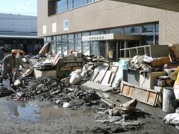 津波による被害を受けた建物