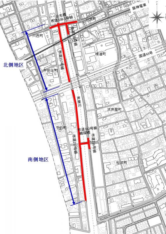 芦屋川地区位置図