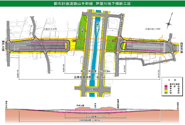 都市計画道路山手幹線芦屋川地下横断工区