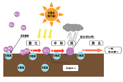 光触媒による窒素酸化物（Nox）の除去効果