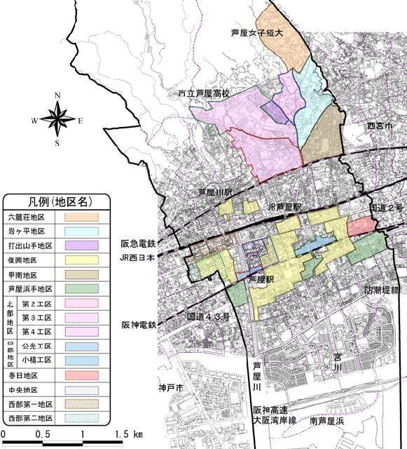 土地区画整理事業実施箇所図