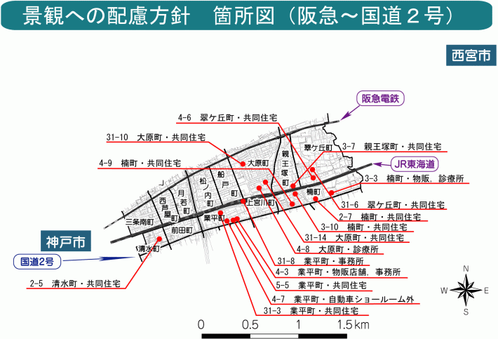 配慮方針箇所図（阪急～国道2号）（H31～）