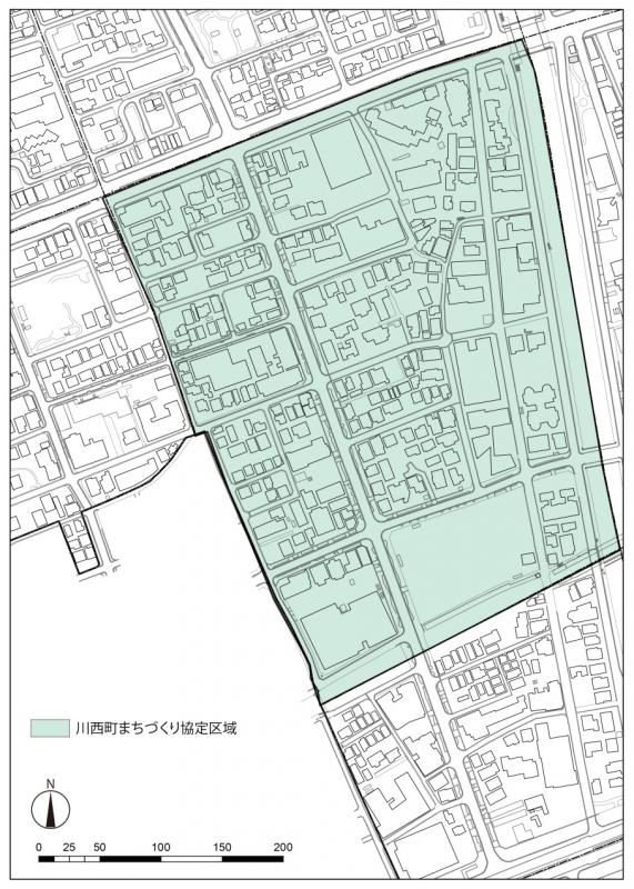 川西町まちづくり協定区域図