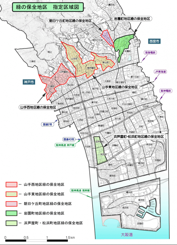 緑の保全地区の区域図